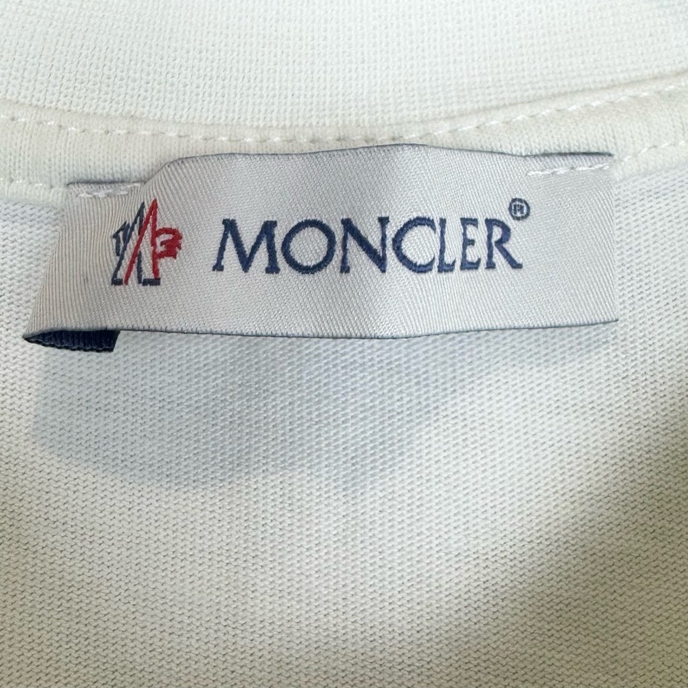 Moncler Men's Short Sleeve 3D Velvet Logo T-Shirt Off White Spell Out Crew Neck - Picture 5 of 16